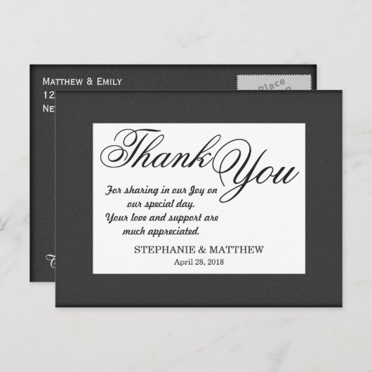 Eenvoudig elegant zwart-wit ontwerp briefkaart (Voorkant / Achterkant)