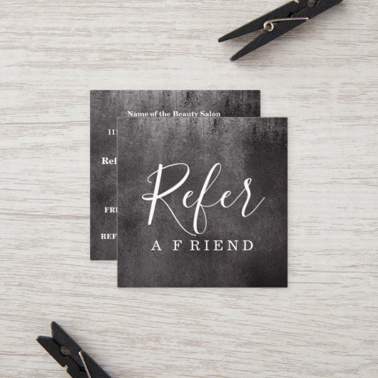 Eenvoudig Elegant Zwart-Wit Referral Chalkboard (Voorkant / Achterkant in situ)