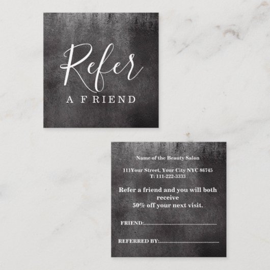 Eenvoudig Elegant Zwart-Wit Referral Chalkboard (Voorkant / Achterkant)