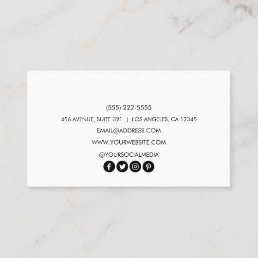 Eenvoudig Elegant zwart wit Voeg uw aangepaste log Visitekaartje (Achterkant)