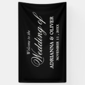 Eenvoudig elegant zwart-wit welkomsthuwelijk spandoek (Verticaal)