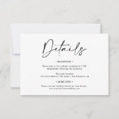 Eenvoudig elegant zwart-witscript details bruiloft kaart (Voorkant)