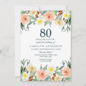 Eenvoudig Elegante Bloemige Verjaardagsfeestje voo Kaart (Voorkant)