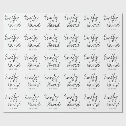 Eenvoudig elegante bruid en bruinnamen bruiloft cadeaupapier (Vlak)