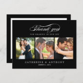 Eenvoudig elegante bruiloft Hartelijk dank - Zwart Briefkaart (Voorkant / Achterkant)
