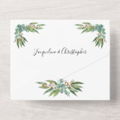 Eenvoudig elegante eucalyptus Wedding RSVP en All In One Uitnodiging (Achterkant)