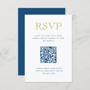Eenvoudig elegante Gold Vertical QR Code RSVP Card Kaart