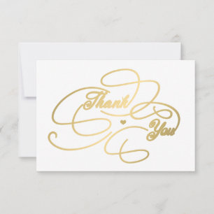 Eenvoudig elegante gouden schrift bedankkaart