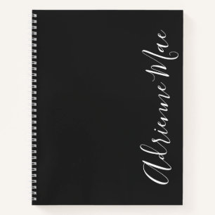 Eenvoudig elegante houtskool en wit, gepersonalise notitieboek