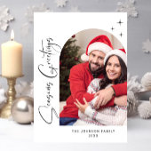 Eenvoudig elegante stijlvolle FOTO-kerstgroet Feestdagenkaart