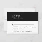 Eenvoudig elegante zwarte en witte maaltijdkeuze b RSVP kaartje (Voorkant)