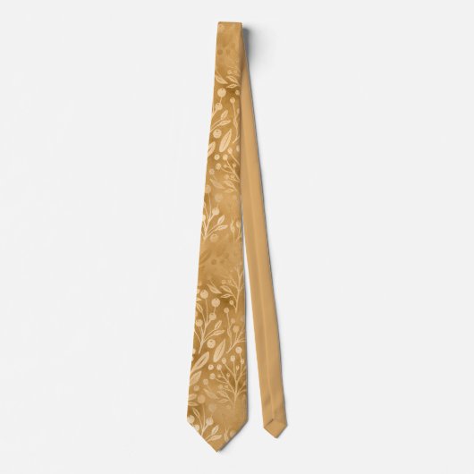 Eenvoudig elegantie Gold Foliage Pattern Stijlvol Stropdas (Voorkant)