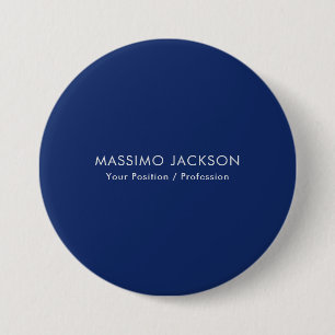 Eenvoudig Elegeant Modern Blauw Minimalistisch Ronde Button 7,6 Cm