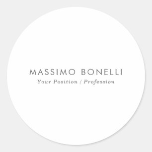 Eenvoudig Elegeant Modern Wit Minimalistisch Ronde Sticker