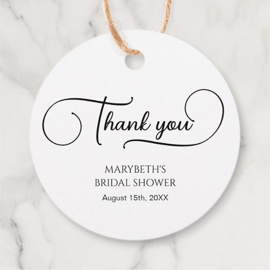 Eenvoudig Elegeant Script Bruidsbruiloft Dank Je Bedankjes Labels (Achterkant)