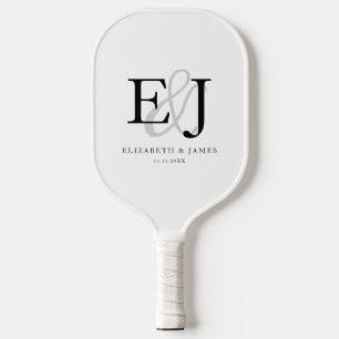 Eenvoudig Elegeant Trouwerij Monogram Huwelijk Pickleball Paddle