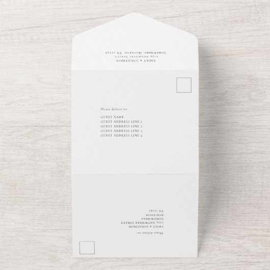 Eenvoudig Elke kleur Fotoscript Trifold Bruiloft All In One Uitnodiging (Buitenkant)