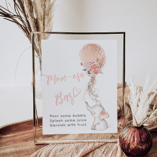 Eenvoudig ellefant en ballon Baby shower momosa ba Poster