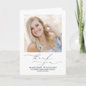 Eenvoudig Ellegant Schrift 2 Foto Afstudeer Dankje Bedankkaart (Voorkant)