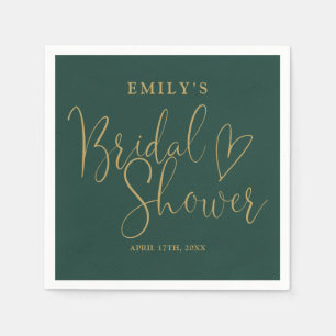Eenvoudig Emerald Green en Gold Script-Vrijgezelle Servet