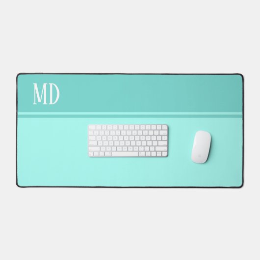 Eenvoudig en blauwgroen blauw gestreept monogram bureaumat (Keyboard & Muis)