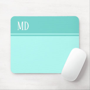 Eenvoudig en  Blauwgroen blauw gestreept monogram Muismat