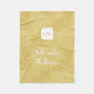 Eenvoudig en Chic Goldenrod Yellow Monogram en naa Fleece Deken