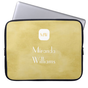 Eenvoudig en Chic Goldenrod Yellow Monogram en naa Laptop Sleeve