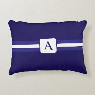 Eenvoudig en Elegant Blauw Gestreepte Initiële Mon Accent Kussen