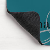 Eenvoudig en Elegant blauw Monogram en Naam Muismat (Hoek)