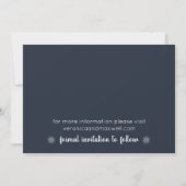 Eenvoudig en elegant donkerblauw winter met degeli save the date (Achterkant)