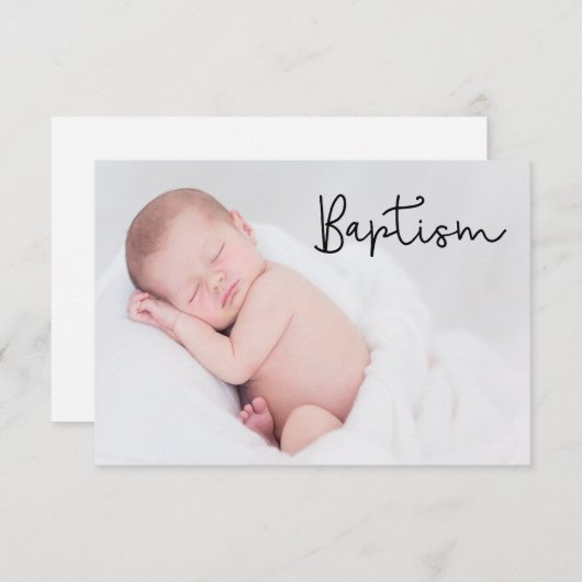 Eenvoudig en elegant | Doop Baby dank u kaart (Voorkant / Achterkant)