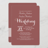 Eenvoudig en elegant Marsala rood wit monogram Kaart (Voorkant / Achterkant)