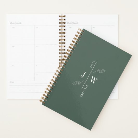 Eenvoudig en elegant Monogram Mineraal Groen Planner (Display)