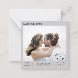 Eenvoudig en elegant opslaan Datum fotokaart Notitiekaartje