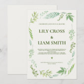 Eenvoudig en elegant Rustic Greenery Wedding Kaart (Voorkant / Achterkant)