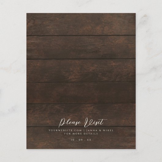 Eenvoudig en Elegant Rustic Wood Lights trouwbroch Flyer (Achterkant)