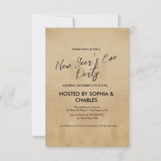 Eenvoudig en elegant rustiek oudejaarsfeest kaart (Voorkant)