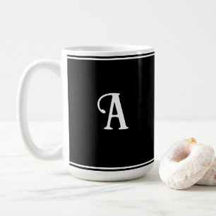 Eenvoudig en Elegant Zwart-Wit Aangepast Initiaal Koffiemok