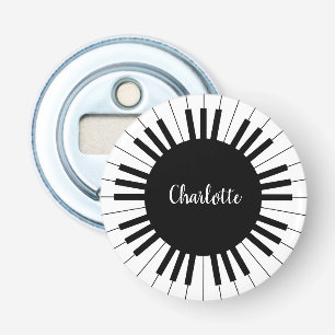 Eenvoudig en elegant zwart-wit piano-toetsenbord button flesopener