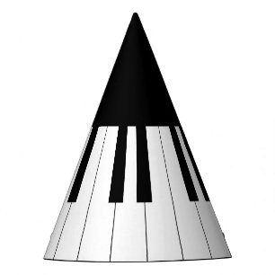 Eenvoudig en elegant zwart-wit piano-toetsenbord feesthoedjes