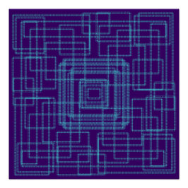 Eenvoudig en geometrisch blauw ontwerp perfect poster