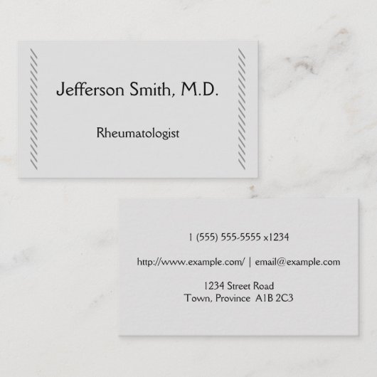 Eenvoudig en gewoon Visitekaartje voor reumatoloog (Voorkant / Achterkant)