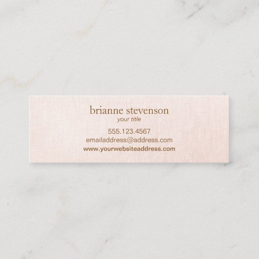 Eenvoudig en klassiek fraai, roze linen mini visitekaartje (Achterkant)