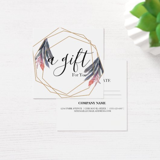 Eenvoudig en modern bedrijfscadeaubon vierkante visitekaartjes (Bureau)