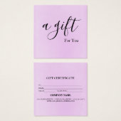 Eenvoudig en modern bedrijfscadeaubon vierkante visitekaartjes (Voorkant /achterkant)