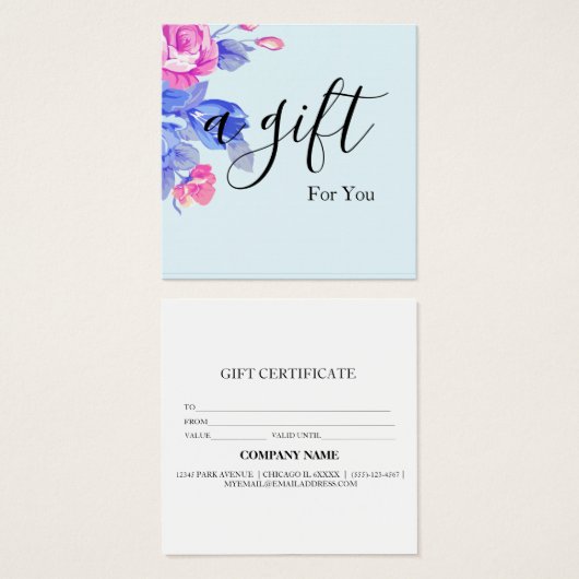 Eenvoudig en modern bedrijfscadeaubon vierkante visitekaartjes (Voorkant /achterkant)