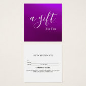 Eenvoudig en modern bedrijfscadeaubon vierkante visitekaartjes (Voorkant /achterkant)