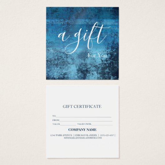 Eenvoudig en modern bedrijfscadeaubon vierkante visitekaartjes (Voorkant /achterkant)