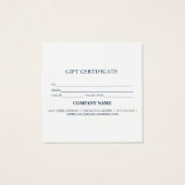 Eenvoudig en modern bedrijfscadeaubon vierkante visitekaartjes (Achterkant)